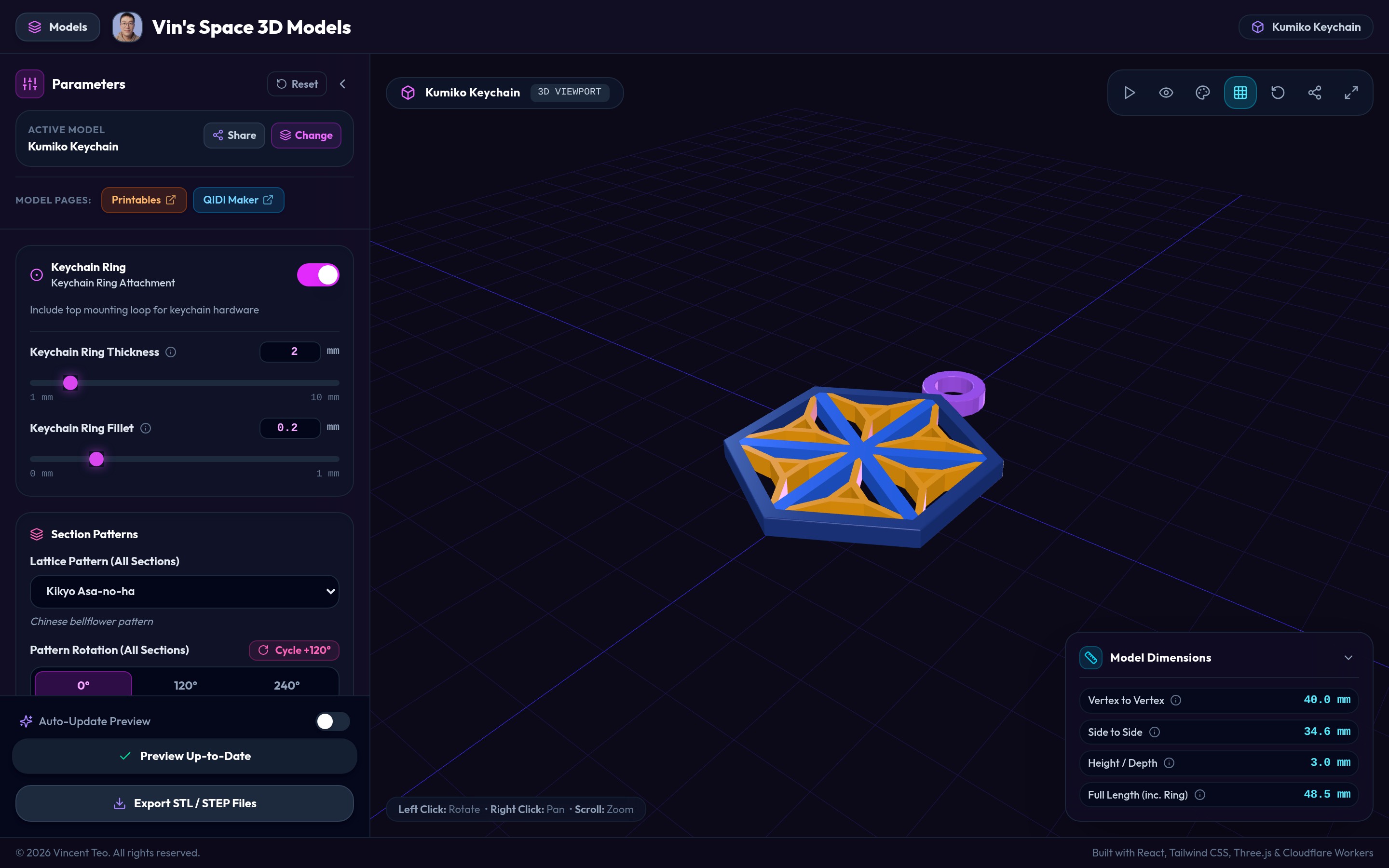 Selecting Kumiko lattice patterns in the customiser